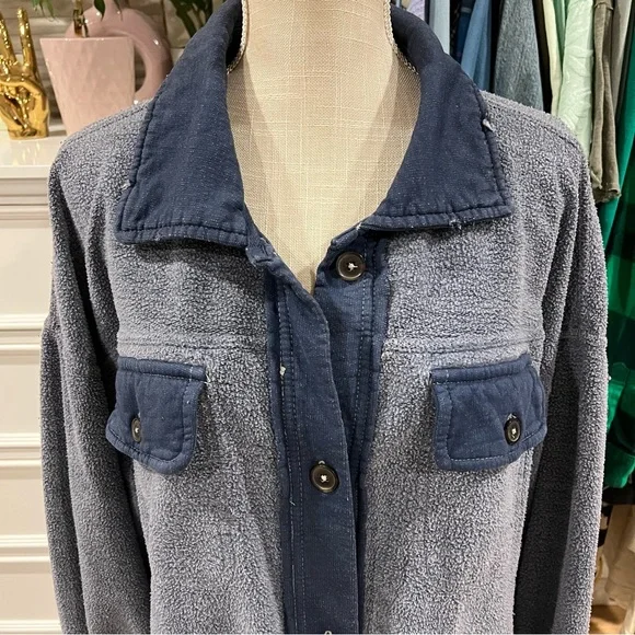 Free People | Indigo Blue Ruby Oversized Shirt Jacket size Small - Picture 4 of 14
